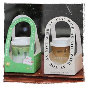 Boîte d'emballage personnalisée pour gobelet <span class=keywords><strong>de</strong></span> thé au <span class=keywords><strong>lait</strong></span> Boîte d'emballage pour boissons maison Spécifications <span class=keywords><strong>de</strong></span> la feuille Boîte à emporter pour café Boîte à main - Product Image 2