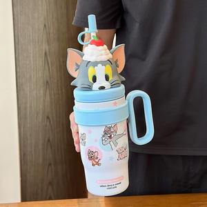 Taza de Agua Redonda Aislada de Tom y Jerry para Niños, 500 ml, con Pajita y Asa, Diseño Adorable, Regalo Perfecto, Verano 2025 - Product Image 5