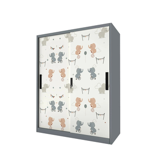 Armoire vestiaire double porte en métal moderne avec impression en relief, vente en gros |   Armoire de rangement en métal à portes coulissantes pour vêtements d'enfants - Product Image 5