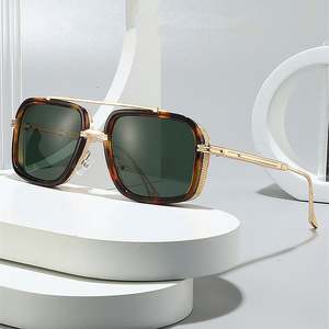 Gafas de Sol Cuadradas de Metal Vintage con Logotipo Personalizado, Gafas de Sol de Piloto con Marco Grande y Protección UV400 para Hombre - Product Image 1