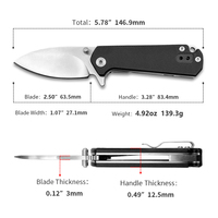Mini couteau pliant EDC en acier D2 usiné CNC, manche G10, outil de poche haute précision, camping, randonnée, trou pour porte-clés, ODM, bricolage, dropshipping