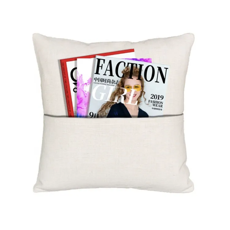 Custom Home Decoration Cushion Cover Sublimation Linen Pocket Pillow