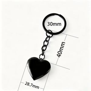 Espejo de Moda con Acabado Metálico Liso, Puede Contener Fotos, Caja de Fotos en Forma de Corazón Color Durazno, Llavero de Acero Inoxidable - Product Image 2