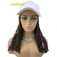 Perruque chapeau de baseball tressée pour femme de 18 pouces, dreadlocks synthétiques avec accents colorés, chapeau ajustable, longues tresses torsadées au crochet