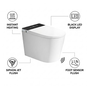 Inodoro Inteligente de Lujo con Asiento Calefactado, Tanque Oculto, Descarga Ciclónica, Control Remoto, Desodorización Automática, Montaje en el Suelo, Moderno - Product Image 4