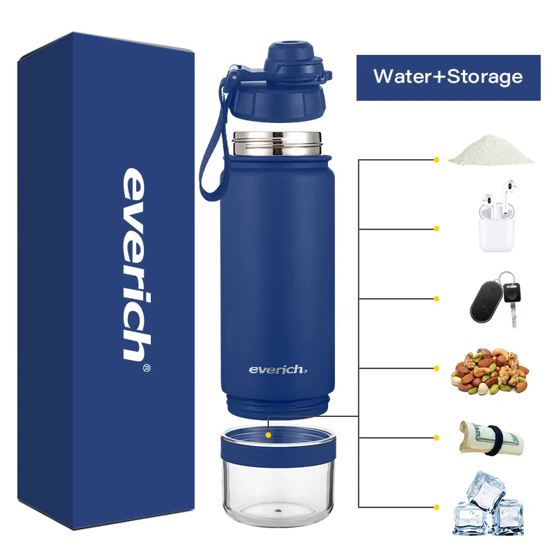 Protein Shaker Bottle Stainless Steel Vacuum Insulated Water Bottle With Storage Compartment