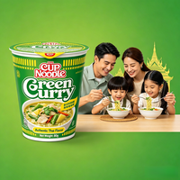 Nouilles Udon Riches et Crémeuses au Goût de Curry Vert Thaï, au Lait de Coco Aromatique, en Blé Dur, Cuites, Faible Teneur en Sodium, Emballage Boîte/Gobelet/Vrac