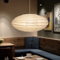 Lampe suspendue en papier Washi de style Wabi Sabi pour la décoration de la maison, salon, restaurant, lanterne en papier ovale