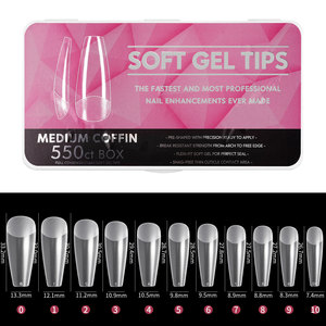 550 pièces/boîte, pointes en gel souple à couverture complète, transparentes, acryliques, longues, carrées, stiletto, ovales, sans courbe en C, vente en gros - Product Image 5