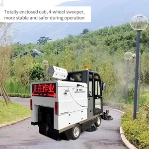 SBN-S2200AW Fully Enclosed Cab High Pressure Fog Cannon Electric Ride-on Sweeper Manufacturing Plant Floor Cleaner