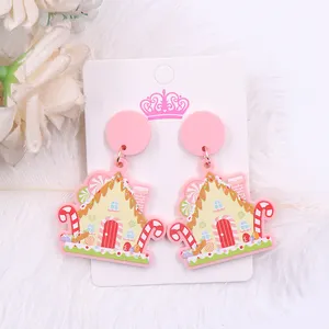 MD146ER2179 1pair New product CN Drop Gingerbread House cute christmas Acrylic earrings Jewelry for women