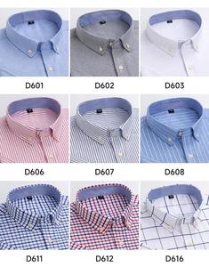 Frühling Sommer Herren 100% Baumwolle Oxford Hemd Slim Fit Langarm Kariert Casual Business Knitterfrei Garngefärbt Stehkragen - Product Image 3