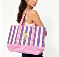 Sac fourre-tout en toile grand format, écologique, personnalisable, couleur bonbon, fleurs brodées, pour femmes, shopping