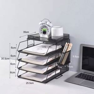 Desk Organizers Paper Letter Tray Organizer 4 Tier Office Supplies Storage <b>Drawer</b> and Pen Holder Desktop <b>File</b> Organizer - Product Image 4