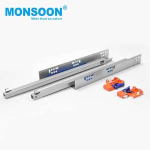 חומרת רהיטים מסוג אמריקאי בציפוי אבץ שקופית מגירה סגורה רכה מתחת להנעה שקופית מגירה נסתרת עם ידיות מתכווננות - Product Image 1