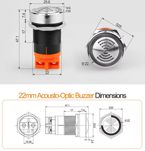 QDN22FM-QR Anzeige lampe Flash Acousto Optic Metal Buzzer DC5V DC12V DC24V AC220V 22mm Inter mit tieren der Sound Acousto optischer Summer - Product Image 2