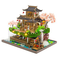 Mainan Perakitan DIY Panel Kayu untuk Model Bangunan Taman Miniatur Gaya Cina Model Rumah Kecil Dekorasi Meja Model L2502