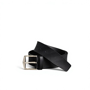 Cinturones de Cuero Genuino de Color Negro con Hebilla Rectangular Plateada, Diseño Sólido y Duradero, Cinturones Casuales para Hombre - Product Image 6