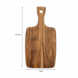 Tabla de cortar de madera de acacia natural con mango largo, tabla de cortar de madera maciza para servir <span class=keywords><strong>pizza</strong></span> y queso - Product Image 6
