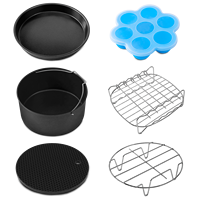 Cosori Lot de 6 accessoires pour friteuse à air pour seau à gâteau de 7.9 pouces Plateau à pizza Plateau à cupcakes et cadre à cordes-Métal jetable