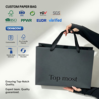 Geprinte cadeau kraft papieren shopper tas op maat bedrukte tassen met logo luxe papieren tas met logo voor kleding