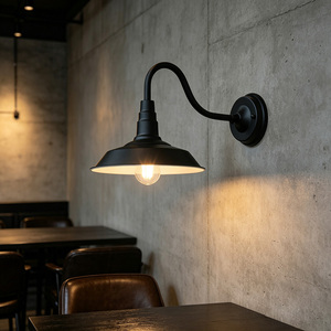 Applique murale industrielle couleur rouille, abat-jour en métal de 26 cm, lampe murale de style ferme, pour la décoration de la véranda, du garage, de la chambre à coucher - Product Image 5