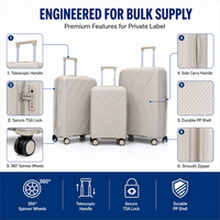 Ensemble de bagages personnalisés en PP rigide beige, valises à roulettes géométriques, assortiment de vente au détail, rangement imbriqué