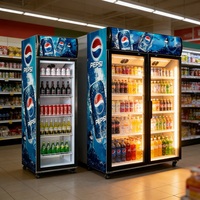 Vente chaude Réfrigérateur à boissons à porte simple et double en verre Vitrine réfrigérée pour boissons Congélateur Équipement de réfrigération