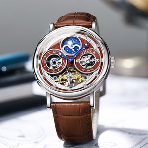 ONOLA 6837 Automatic Movement New Design Dual Time Zone Moon Phase Waterproof Tourbillon <b>Mechanical</b> <b>Watch</b> for Man Holiday Gifts - Product Image 5