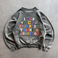 Sweat-shirt personnalisé pour homme, effet délavé, imprimé lettres craquelées, coupe oversize, col rond, fournisseur de marques privées