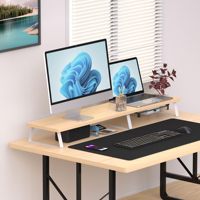 Organisateurs de bureau JQ et stockage 2 moniteurs support avec tiroir étagère de bureau pour ordinateur portable imprimante TV