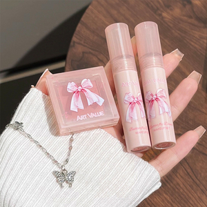 Mignon papillon brillant à lèvres & Blush ensemble Vetvet finition mate léger non collant rose cosmétique ensemble boîte-cadeau avec collier - Product Image 3