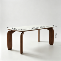 Ensemble table et chaises de salle à manger Tenghang en pierre frittée style crème et bois de frêne, durable, sûr, coins arrondis, polyvalent, mobilier multi-scènes