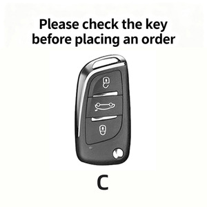 Funda Protectora de Aleación de Zinc y Cuero para Llave de Coche <span class=keywords><strong>Citroen</strong></span> <span class=keywords><strong>C3</strong></span> C5, Fabricada en China, con Llavero - Product Image 4