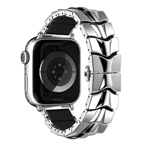สายนาฬิกาข้อมือซิลิโคนแบบนิ่ม OEM เชื่อมต่อกับสแตนเลสสตีล สำหรับเปลี่ยนสายนาฬิกา IWatch 11 10 9 8 7 6 - Product Image 3