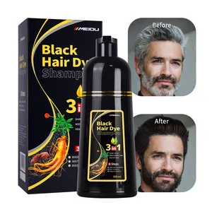 Etiqueta Privada OEM de fábrica, champú para tinte de cabello negro, color marrón oscuro, mágico instantáneo, herbal Natural