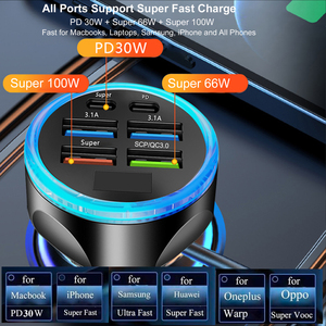 <span class=keywords><strong>Chargeur</strong></span> de <span class=keywords><strong>voiture</strong></span> USB Type C Full PD 30W avec affichage de la tension, 2 ports PD, <span class=keywords><strong>4</strong></span> ports USB A, adaptateur de charge super rapide multi-ports avec voltmètre - Product Image 2