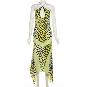 Thời Trang Mới Halter Cổ V Cổ Mở Lại Leopard In Không Tay Sexy Dài Dresses Đối Với Phụ Nữ - Product Image 2