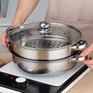 Sell Well 410 Stainless Steel Steamer Pot For Kitchen Multifunction Steamer Cooking Pot Steamer Pot