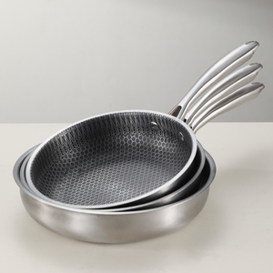 Sartén de inducción de acero inoxidable, 3 juegos, utensilios de cocina antiadherentes de nido de abeja, diseño de Metal moderno, ACERO INOXIDABLE - Product Image 1