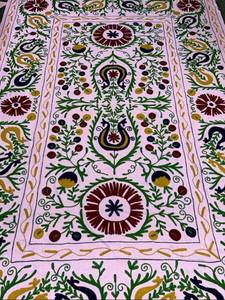 Handmade Uzbek Suzani <b>Throw</b> Wall Hanging Boho Home Decor Table <b>Cover</b> Ethnic <b>Bed</b> <b>Cover</b> Indian Luxury Blanket B2B Bulk Wholesale E - Product Image 2