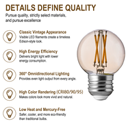 Ampoule LED à filament G16.5/G50 E26 à économie d'énergie 5,5W 550LM certifiée ETL pour l'éclairage décoratif ambiant rétro de café et bistro