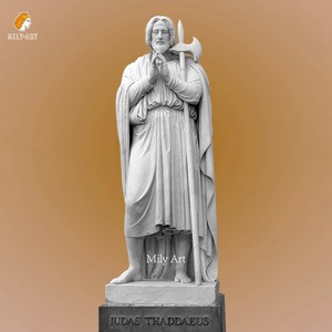 Estatua de San Tomás Apóstol Tallada a Mano en Piedra Natural de Mármol, Tamaño Real - Product Image 4
