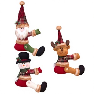 Attaches de rideaux en tissu de Noël de style nouveau, thème Père Noël, écossais vintage et bonhomme de neige, pour la décoration intérieure transfrontalière - Product Image 1