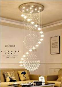 Lampu Chandelier Hotel Kustom Lampu Plafon Modern LED Plafon Besar Tangga Panjang Emas Mewah Kristal Chandelier Lampu Gantung - Product Image 4