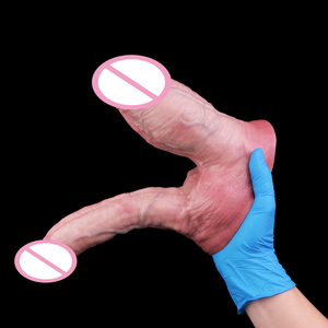 Dildos realistas de doble capa con doble cabeza y ventosa para mujeres y hombres, juguetes sexuales para coqueteo, vagina y ano. - Product Image 5