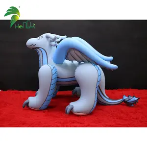 Summer Pool Inflatable Riding Toy Animal Character Gray and blue flying Dragon Inflatable for beach