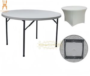 Tavoli Pieghevoli Rotondi <span class=keywords><strong>in</strong></span> <span class=keywords><strong>Plastica</strong></span> HDPE con Struttura <span class=keywords><strong>in</strong></span> Ferro, Bianchi, da 6ft, 5ft, 4ft, per Eventi, Feste, Matrimoni, Esterni, Hotel, Ristoranti, Scuole, Ingressi - Product Image 4