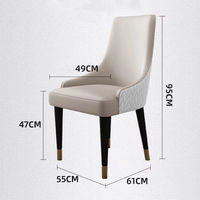 Vente en gros de mobilier de chambre design moderne et confortable fauteuil de restaurant en métal rembourré souple chaise de salle à manger nordique