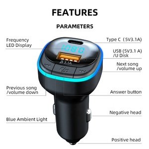 Bộ Phát <span class=keywords><strong>FM</strong></span> Bộ Sạc Xe Hơi Bluetooth 5.0 Rảnh Tay Bộ Sạc Xe Hơi USB Loại C Bộ Thu Âm Thanh Máy Nghe Nhạc MP3 Bluetooth Bộ Sạc Nhanh USB - Product Image 5